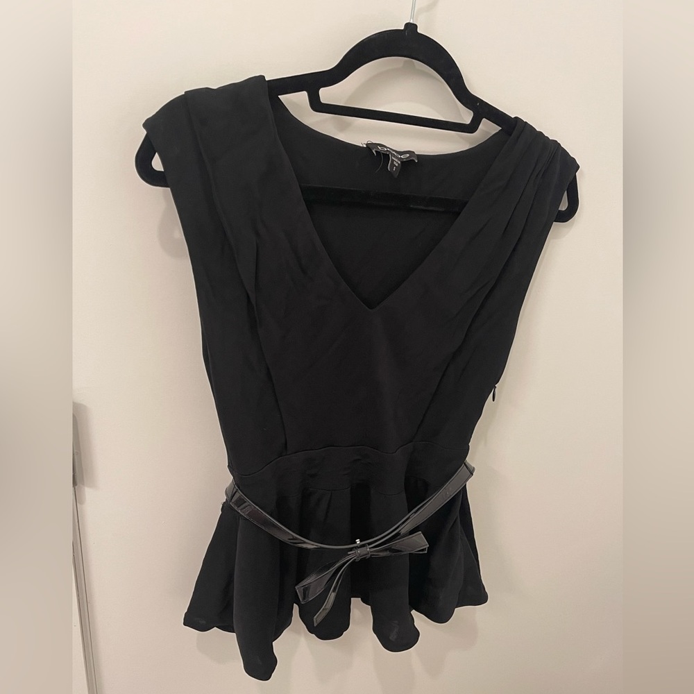 bebe peplum top with removable bow belt